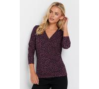 Petite Leopard Print Wrap Top M&Co Purple 12