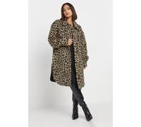 PixieGirl Petite Beige Brown Leopard Print Longline Shacket Petite
