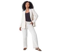Roman Petite Linen Blend Blazer for Women UK - Ladies Spring Everyday Summer Holiday Long Sleeve Soft Woven Fabric Comfy Pocket Detail Smart Business Dinner Jackets - Natural - Size 12