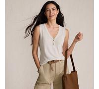 Petite Linen Blend Sleeveless Top lands end Cream 8