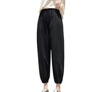 Petite Linen Trousers Womens Solid Pocket Elastic Waist Loose Trousers Pants Solid Color Gym Shorts for Women with Pocket Sale Clearance Essentials Hoodie Black
