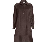 Petite Long Sleeve Wide Wale Cord Popover Shirt Dress lands end Dark Brown 14-16