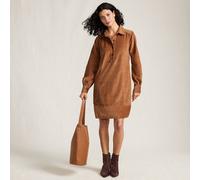 Petite Long Sleeve Wide Wale Cord Popover Shirt Dress lands end Light Brown 16-18