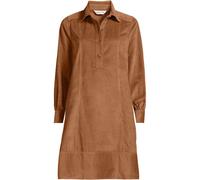 Petite Long Sleeve Wide Wale Cord Popover Shirt Dress lands end Light Brown 20-22