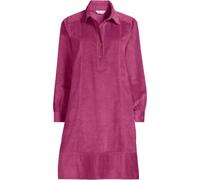 Petite Long Sleeve Wide Wale Cord Popover Shirt Dress lands end Raspberry 14-16