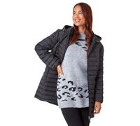 Petite Metallic Finish Quilted Puffer Coat Roman Black 14