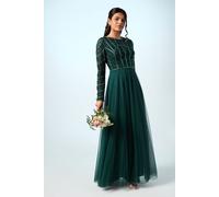 Petite Mixed Gem Tulle Skirt Bridesmaid Dress Coast Emerald 10