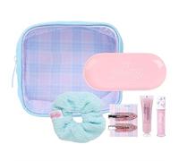 Petite N Pretty Get Ready with Me Essentials Set - Sparkly Ever After All Over Glitter (Mini Size), Makeup Tray, Scrunchie & Hair Accessories (Duck Clips), Makeup Bag for Girls, Teens, and Tweens