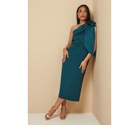 Petite Occasion Scuba Corsage One Shoulder Midi Dress Wallis Green 16