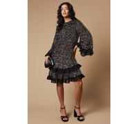 Petite Occasion Sequin Ruffle Swing Dress Oasis Black 10