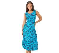 Petite Paisley Print Tie Front Midi Dress Roman Blue 18