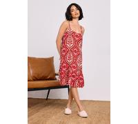 PixieGirl Red Paisley Print Slip Midi Dress Petite