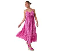 Petite Paisley Tiered Cotton Midi Dress Roman Pink 14