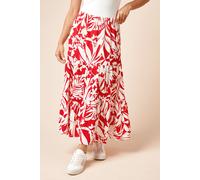 Petite Palm Printed Tiered Maxi Jersey Skirt Dorothy Perkins Red 8
