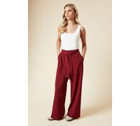 Petite Paperbag Belted Wide Leg Trouser Dorothy Perkins Plum 14