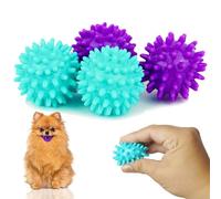 Petite Paws Spiky Dog Ball 1.8 Inch Squeaky Toy for Small Dogs Aggressive Chewers Puppy Teething Toys Dog Spike Ball for Training and Teeth Cleaning - 4 Pack