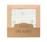 Petite Piccolo The Luna Blanket, Super Soft, 100% Muslin Cotton, for Baby and Toddler, Starfish Design, Baby Blanket, 120cm x 120cm - White