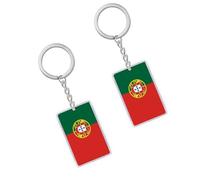 Petite Pine 2 Packs Portugal Flag Keyring, Acrylic Portuguese Keyring Keychain Portugal