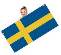 Petite Pine 28×56 inch Sweden Beach Towel,72×142 CM Large Swedish Flag Soft Microfiber Sand Free Towel,Lightweight Thin Quick Dry Towels for Sport Travel Pool