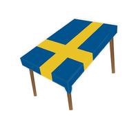Petite Pine 60×82 Inch Rectangle Sweden Flag Polyester Tablecloth,Large 5×6.8 FT Swedish Runner Decoration,Table colth Cover For Outdoor Picnic Kitchen Dining Home Decor Holiday Camping