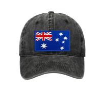 Petite Pine Australia Baseball Cap with Washed Cotton Fabric,Hat with Embroidered by Australian Patch,Sun Hat,Adjustable Baseball Cap for Unisex Men Women Teens Washed Baseball Cap(Black)