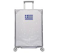 Petite Pine Clear PVC Suitcase Cover, Waterproof Luggage Cover, Rainproof Cover Protector with Greece Gr lag Sticker, klar, 26 inch, Clear