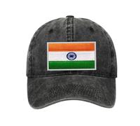 Petite Pine India Baseball Cap with Washed Cotton Fabric,Hat with Embroidered Indian Patch,Sun Hat,Adjustable Baseball Cap for Unisex Men Women Teens Washed Baseball Cap India(Black)