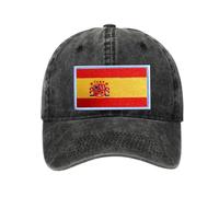 Petite Pine Spain Baseball Cap with Washed Cotton Fabric, Hat with Embroidered Spanish Patch, Sun Hat, Adjustable Baseball Cap for Unisex Men Women Teens Washed Baseball Cap Spain