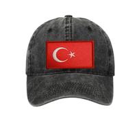 Petite Pine Turkey Baseball Cap with Washed Cotton Fabric,Hat with Embroidered by Turkish Patch,Sun Hat,Adjustable Baseball Cap for Unisex Men Women Teens Washed Baseball Cap(Black)