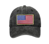 Petite Pine USA Baseball Cap with Washed Cotton Fabric,Hat with Embroidered by American Patch,Sun Hat,Adjustable Baseball Cap for Unisex Men Women Teens Washed Baseball Cap(Black)