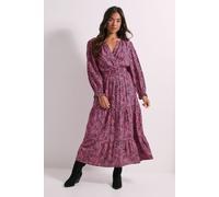 Petite Pink Animal Wrap Front Tiered Skirt Midaxi Dress Dorothy Perkins Animal 14