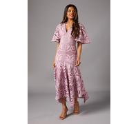 Petite Placement Lace Hanky Hem Dress Coast Lilac 6