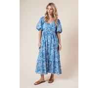 Petite Poplin Twist Front Midi Dress Dorothy Perkins Blue 6