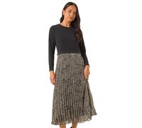 Petite Print Pleated Midi Dress Roman Black 18