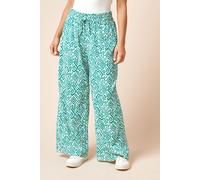 Petite Printed Belted Wide Leg Jersey Trouser Dorothy Perkins Green 10