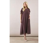 Petite Printed Floral Ruffle Midaxi Dress Wallis Brown 18