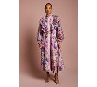 Coast Women's Petite Printed Midi Dress With Organza Trim in Pink | Size: 8 Coast Pink 8