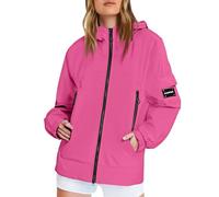 Petite Raincoat for Women-Womens Lightweight Zipper Rain Jackets Waterproof Windbreaker Hooded Raincoats Plus Size Cycling Hiking Walking Breathable Packable Jacket with Pocket XXL #2-Red