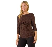 Petite Ruched Side Jacquard Top Roman Chocolate 8