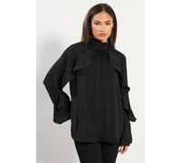 Petite Satin Frill Blouse PixieGirl Black 10