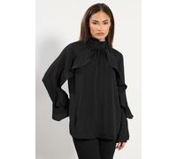 Petite Satin Frill Blouse PixieGirl Black 14