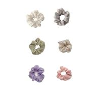 Petite Satin Scrunchies， Fabric Hair Rope Multicolor 2/4/6 pcs Golden Star Patterned(6PCS)