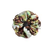 Petite Satin Scrunchies， Fabric Hair Scrunchies Elastic Floral Printed Colon Seamless Ropes 4 Pcs Multicolor(Color2)