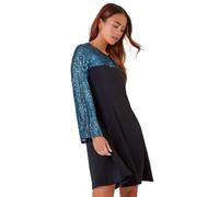 Petite Sequin Shift Stretch Dress Roman Blue 16