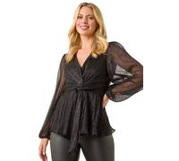 Petite Shimmer Twist Stretch Top Roman Black 14