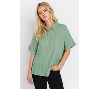 Petite Short Sleeve Linen Shirt M&Co Green 16
