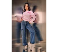 Petite Slogan Cropped Sweatshirt PixieGirl Pink 16