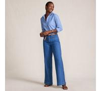 Petite Soft Denim Braided Seam Wide Leg Jeans lands end Blue 12