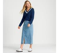 Petite Soft Denim Midi Skirt lands end Indigo 14