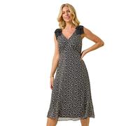 Petite Spot Print Bow Midi Dress Roman Black 18